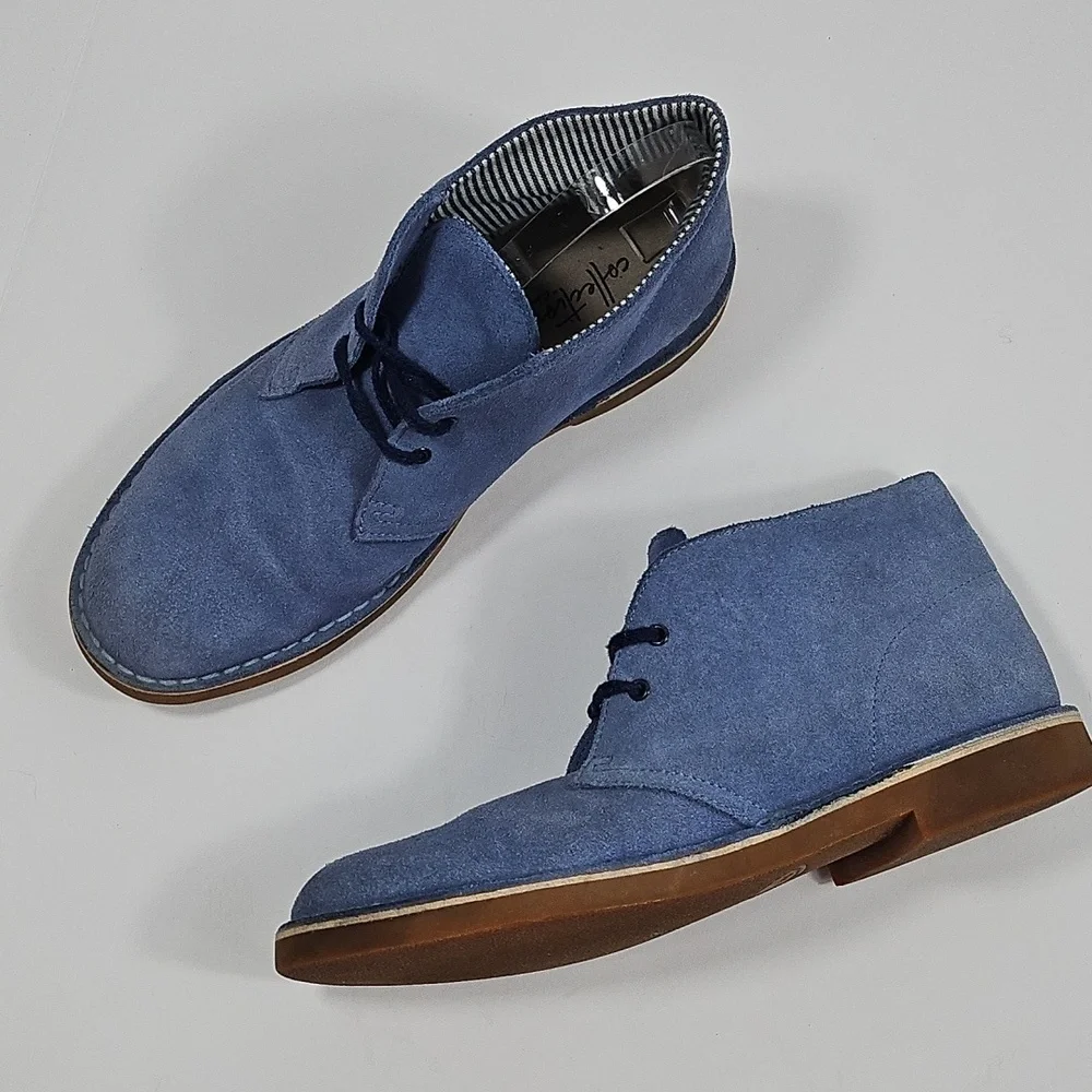 Clarks Bushacre 2 Dusty Blue Suede Leather Lace Up Desert Chukka Ankle Boot